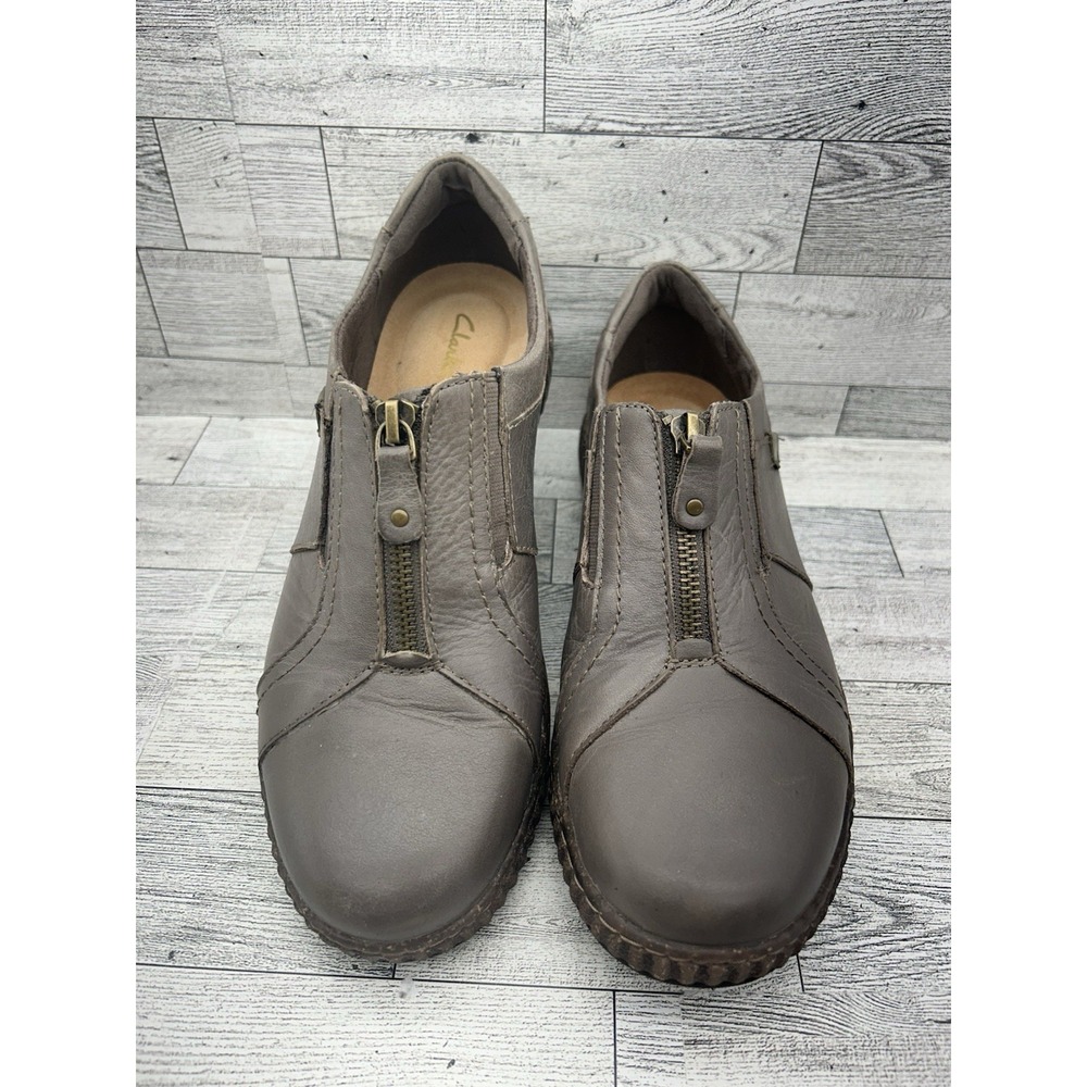 Clark's Women's Magnolia Zip Tan Brown Leather Casual Shoes Size 9M